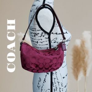 COACH Hobo Mini Burgandy Red Jacquard Bag